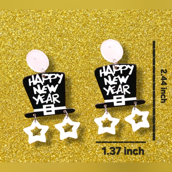 NYE Star Hat Earrings - Picture 2 of 3